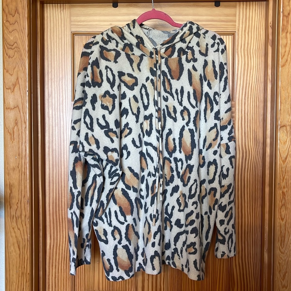 Leopard print hoodie sweater